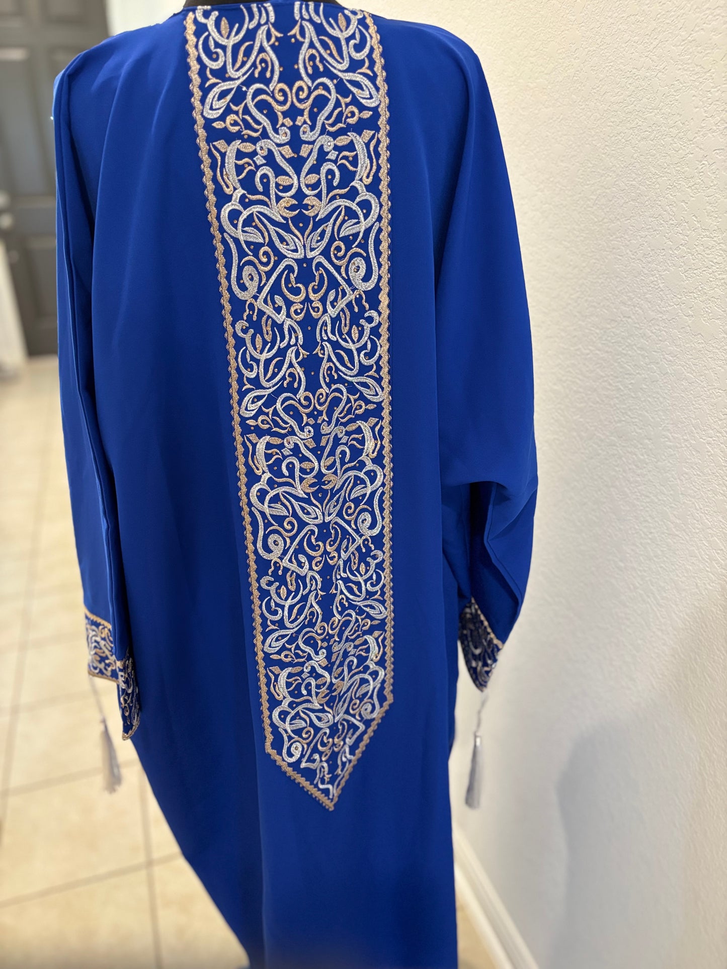 Cobalt blue calligraphy abaya