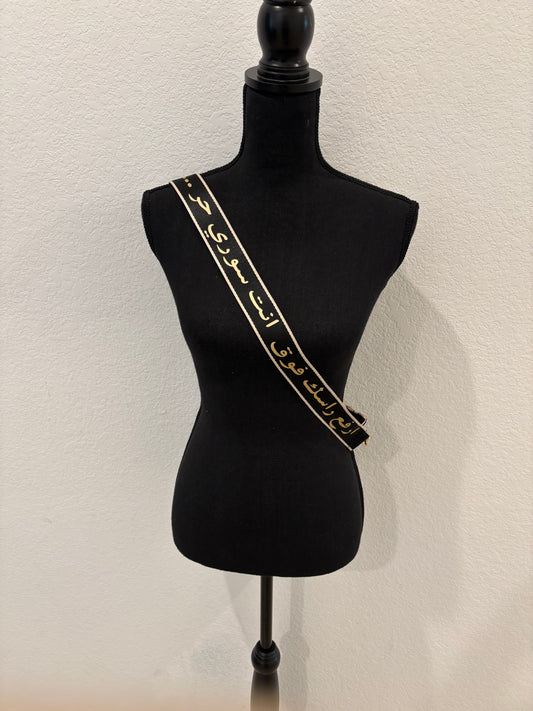 Free syria strap black with golden trim and flag