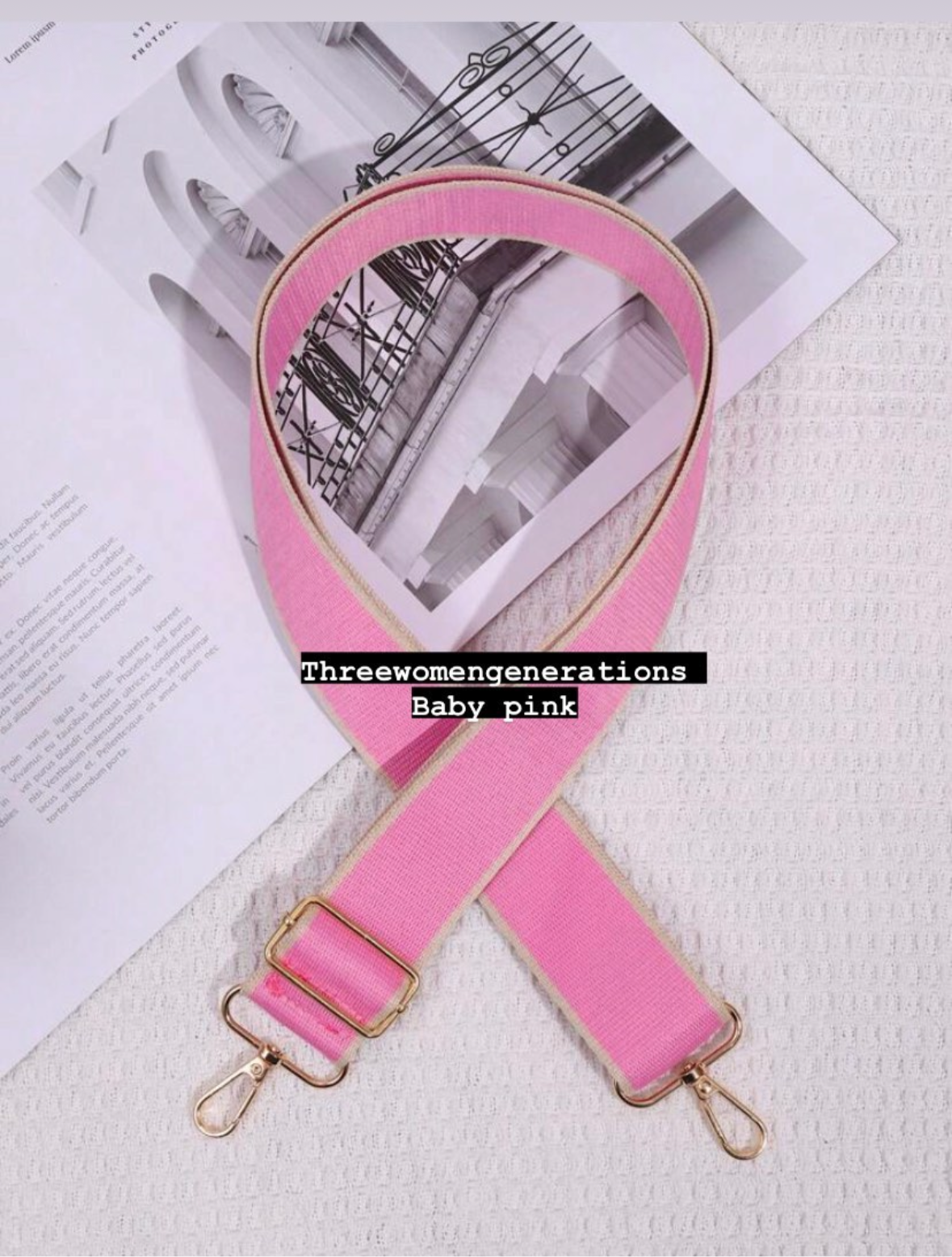 Light pink with beige trim bagstrap