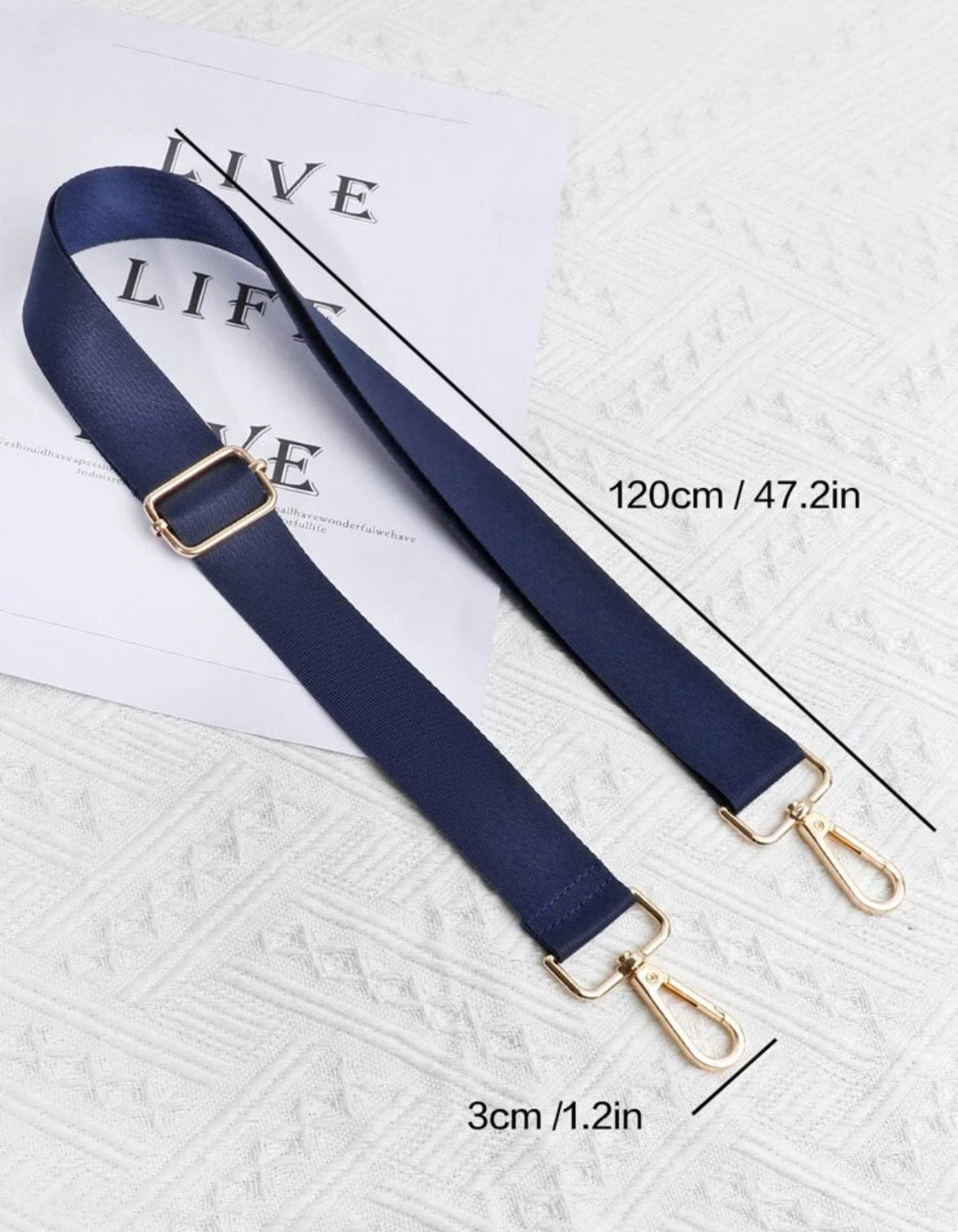 Navy Sports Bagstrap with Gold buckle