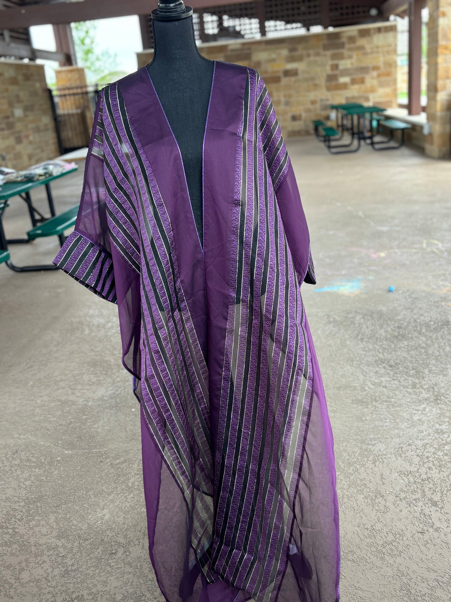 Aya Purple striped abaya