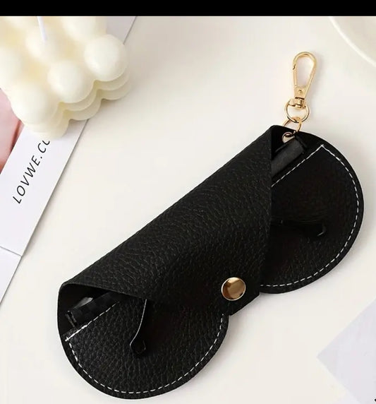 Black leather eyeglasses cover