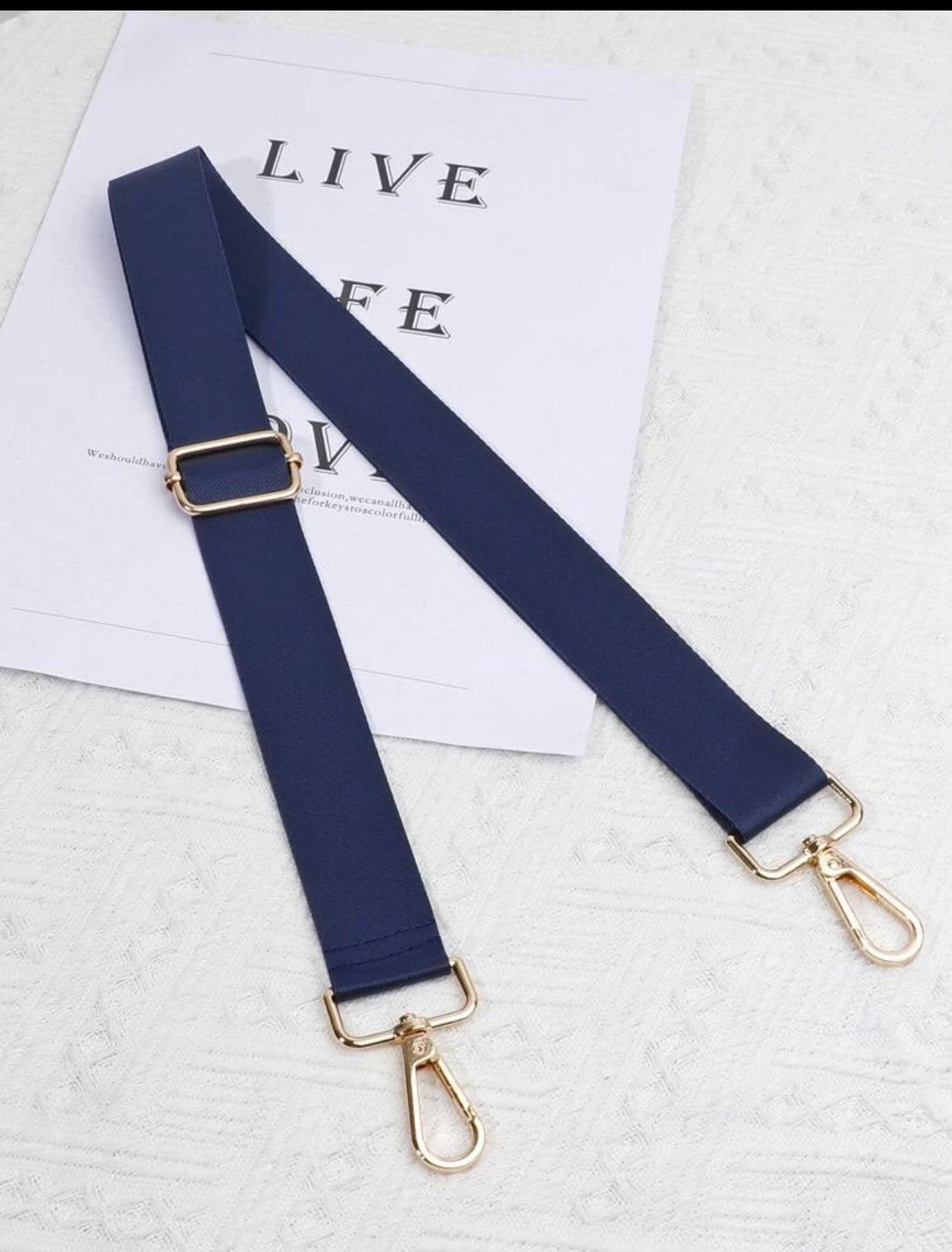 Navy Sports Bagstrap with Gold buckle