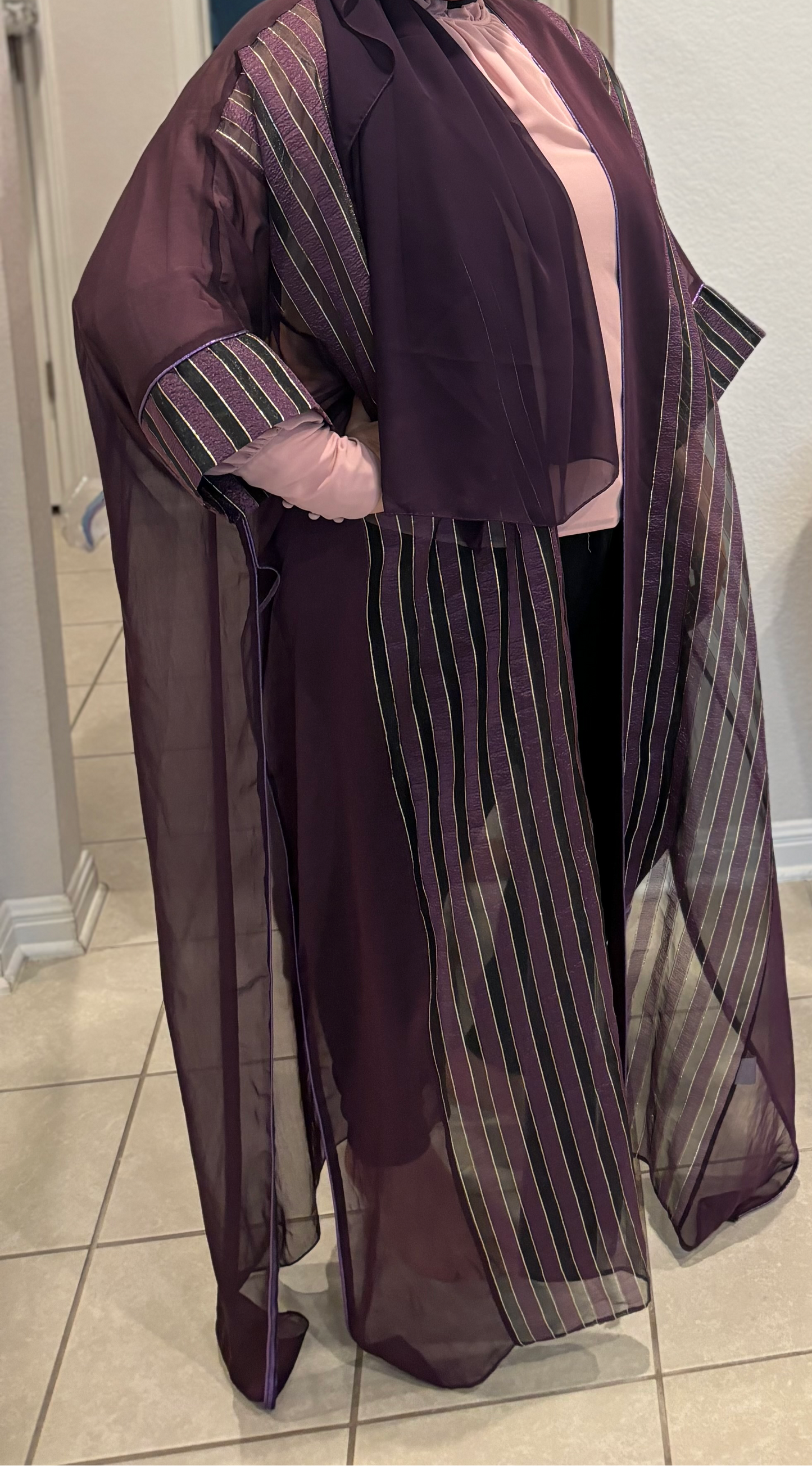 Aya Purple striped abaya