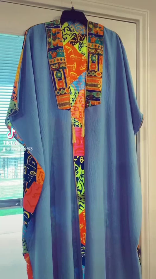 Skyblue calligraphy abaya