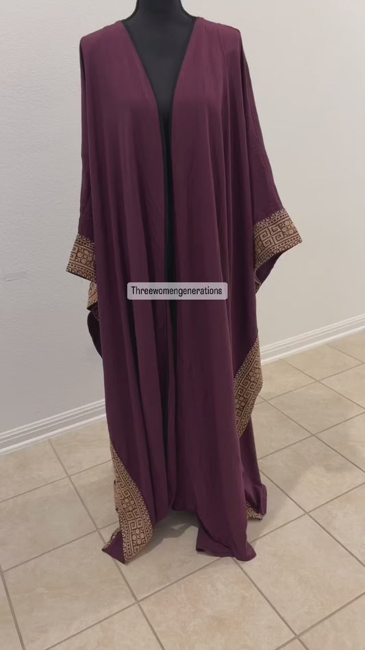 Burgundy Versace abaya